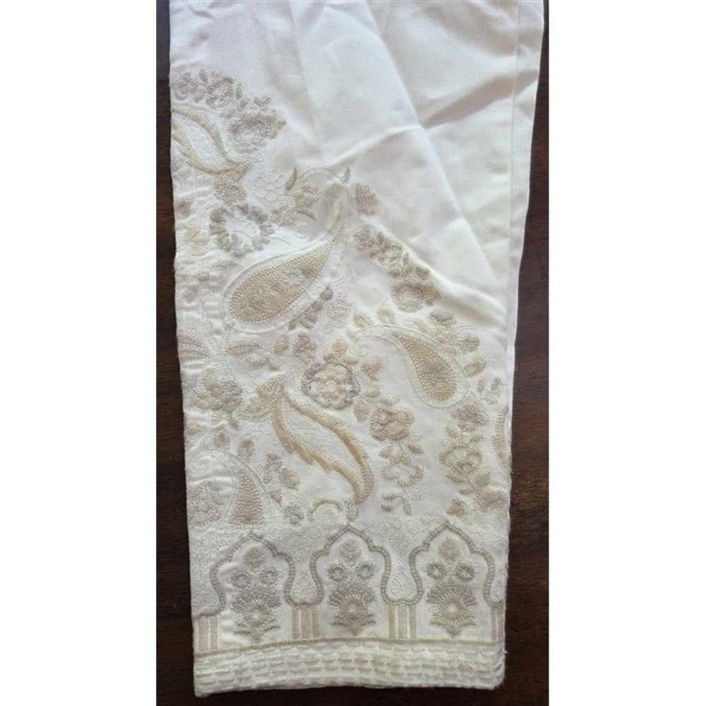 NWOT Soft Surroundings 12 Ultimate Cropped Embroidered Jeans Cream 127035 - Picture 4 of 5